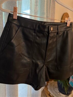 Kendall & Kylie Black Faux Leather High-Waist Shorts
